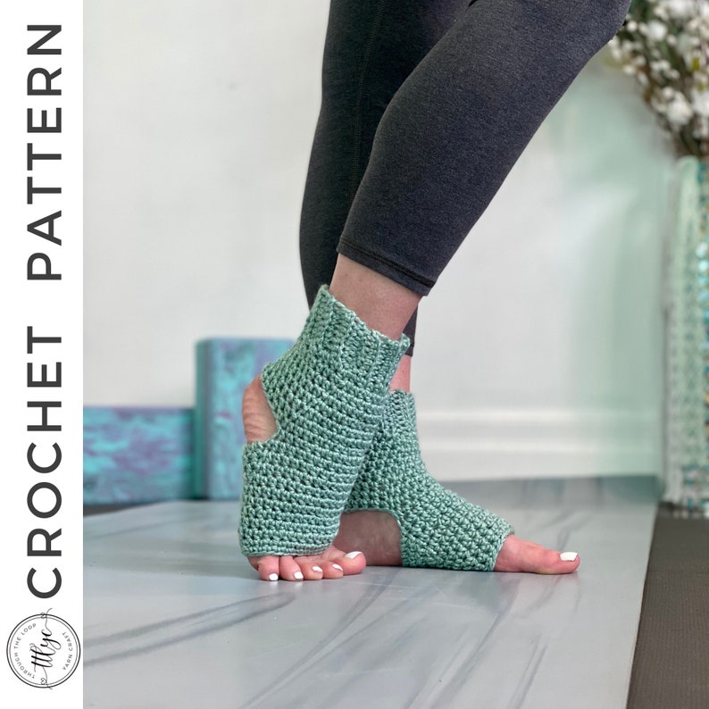 Crochet Yoga Sock PATTERN, Yoga Pattern, Easy Crochet Pattern, Toeless Socks, Flip Flop Socks, Crochet Socks, Pilates Socks, Dance Socks image 1