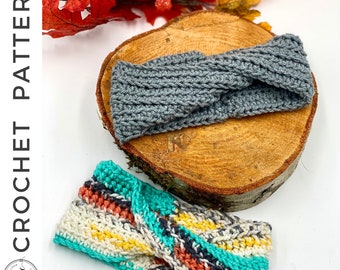 On The Double Headband Crochet PATTERN, PDF Ear Warmer Crochet Pattern, Crochet Headband Pattern