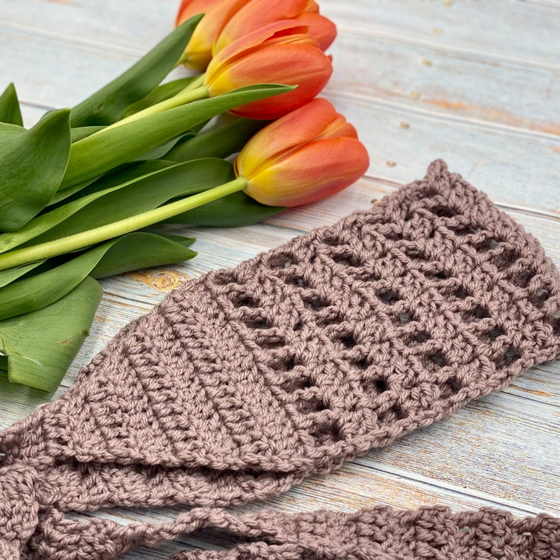 Whimsy Head Wrap Virkmönster, PDF Virkat Hårsjalmönster, Håraccessoarer, Virkat Hårband, Boho Hårsjal, Pannband För Kvinnor bild 2