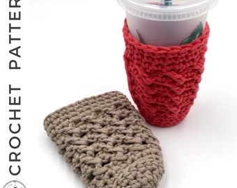 Crochet Cold Cup Cozy PATTERN,  PDF Iced Coffee Cozy Crochet Pattern, Iced Coffee Sleeve, Crochet Coffee Cozy Pattern, Cup Sleeve Pattern