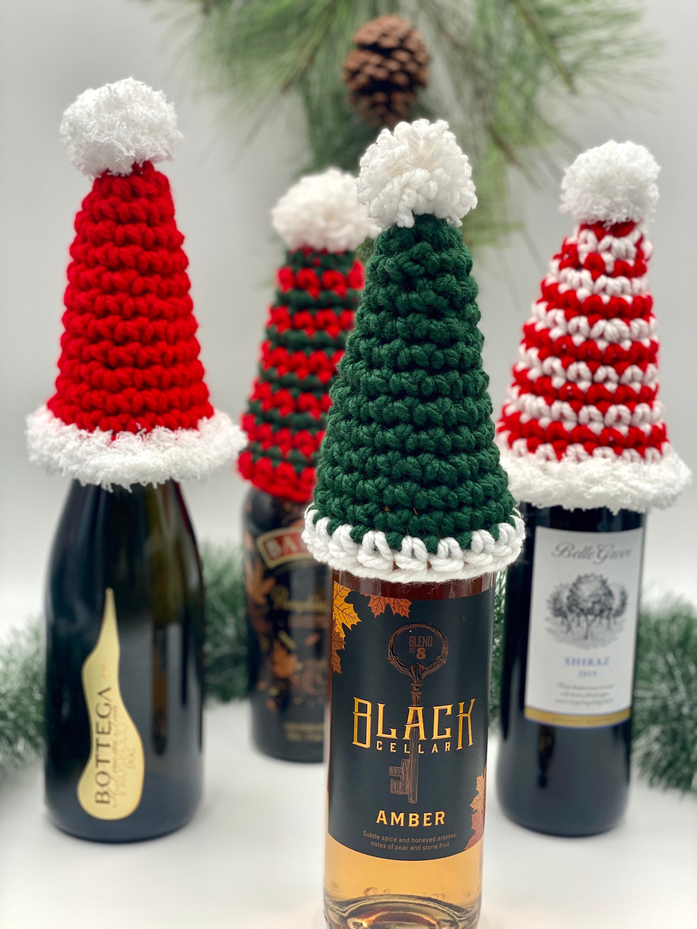 Holiday Wine Bottle Hat Crochet PATTERN Wine Bottle Topper Etsy Canada
