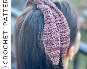 Padrão de cachecol de cabelo Brinley em crochê, Padrão de cachecol de cabelo em crochê em PDF, Elásticos de cabelo em crochê, Faixa de cabelo para amarrar, Cachecol de cabelo estilo boho, Acessórios para cabelo