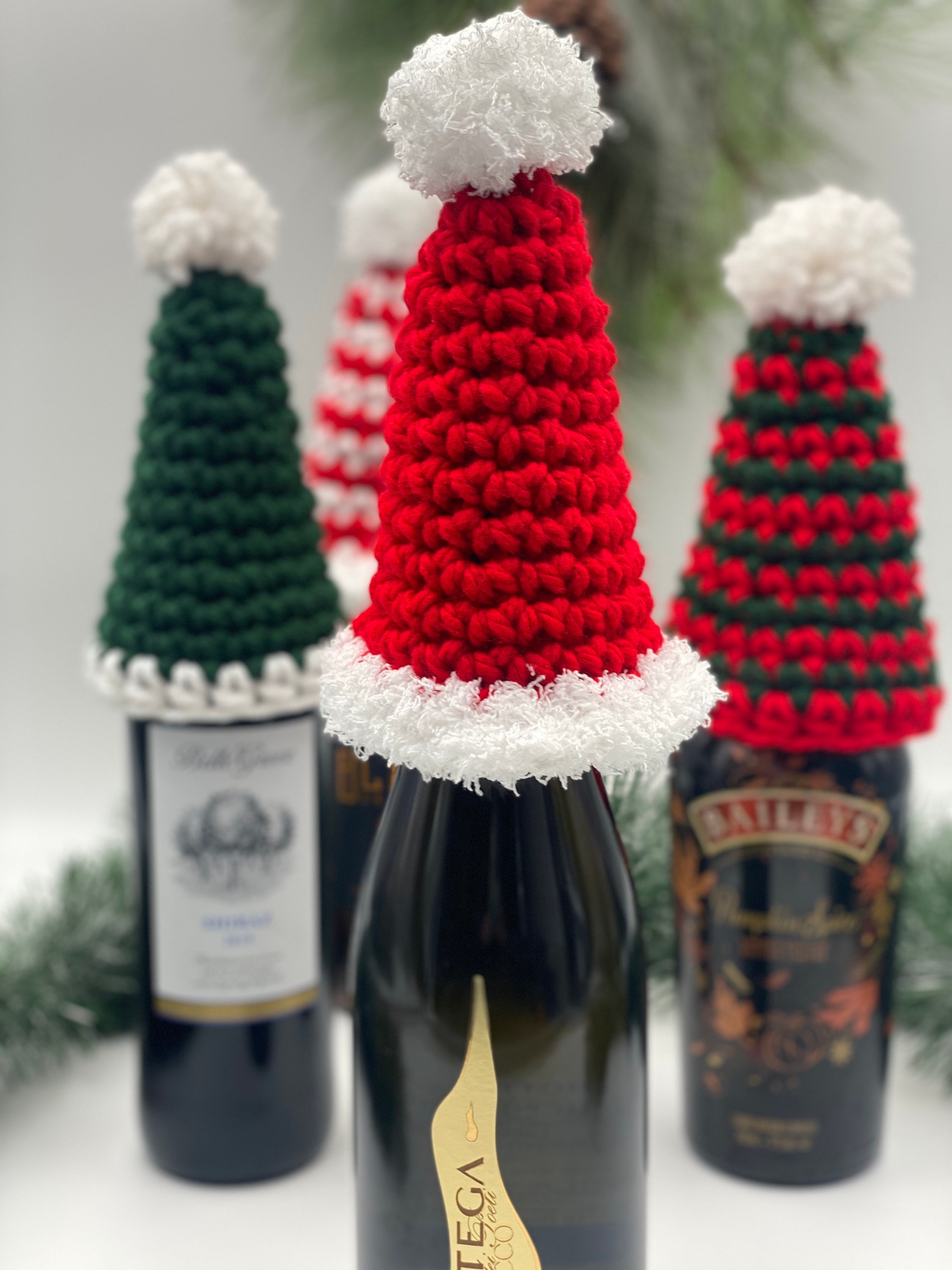 Holiday Wine Bottle Hat Crochet PATTERN Wine Bottle Topper Etsy Canada