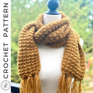 Crochet Scarf PATTERN, Scarf Crochet Pattern, Winter Scarf Pattern, Chunky Scarf Pattern, Womens Scarf Crochet Pattern, Mens Scarf Pattern