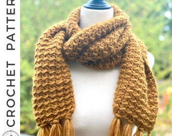 Crochet Scarf PATTERN, Scarf Crochet Pattern, Winter Scarf Pattern, Chunky Scarf Pattern, Womens Scarf Crochet Pattern, Mens Scarf Pattern