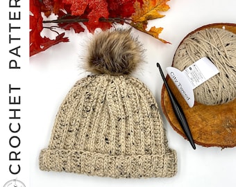 Galloway Beanie Crochet PATTERN,  PDF Beanie Crochet Pattern, Crochet Beanie Pattern, Crochet Toque Pattern