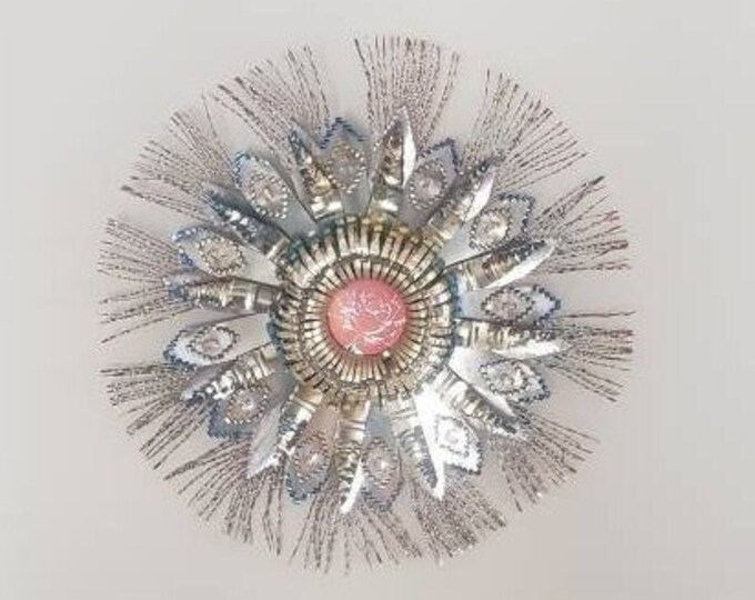 Vintage Tin Can Folk Art Starburst , Recycled Cans Tin Wall Hanging