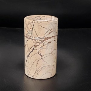 Vintage Marble Tea Light Candle Holder , Cylinder shaped tealight holder, brown pink colored stone candle holder, onyx marble
