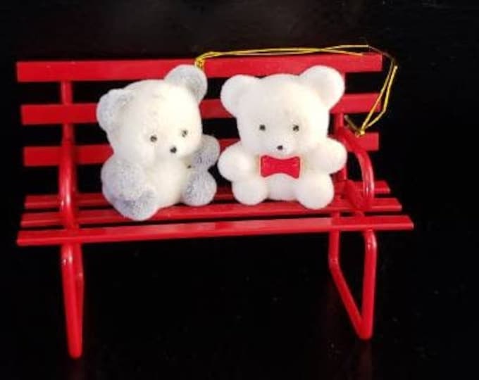 Avon Teddy Bear Ornament Collection Teddies on Bench, Free Shipping Etsy