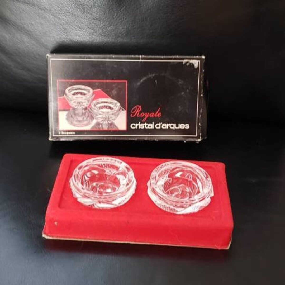 Crystal Candle Holders Vintage Cristal Darques Royale Lead Etsy