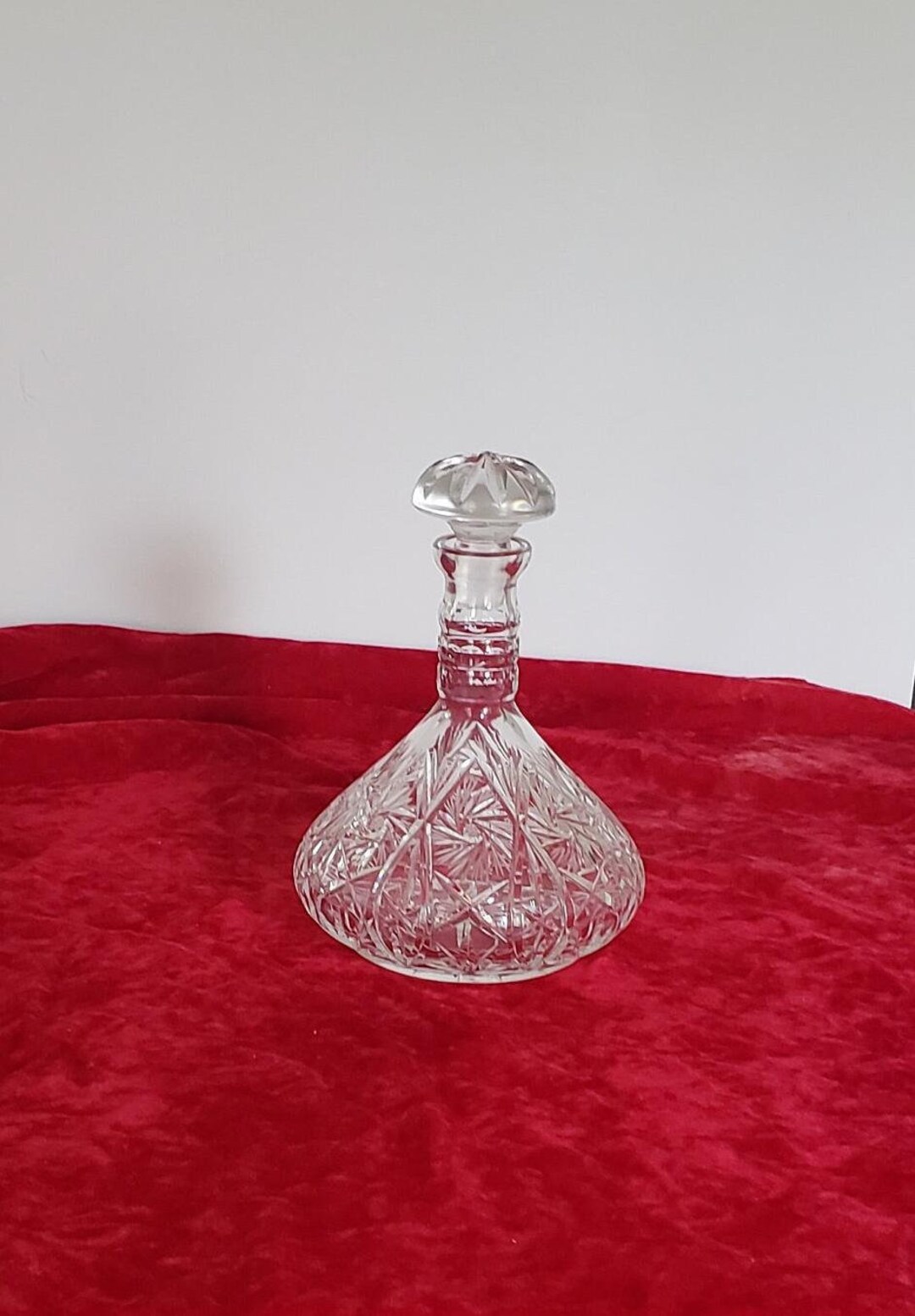 Vintage Crystal Ships Decanter, Pinwheel Crystal Decanter, Fat Bottom ...