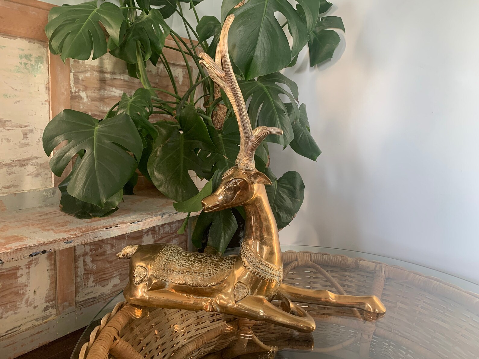 Huge Mid Century Solid Brass Deer Sarreid Vintage Brass Etsy