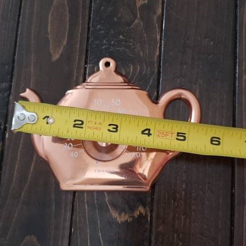 Vintage Cooper Copper Color Teapot Shaped Wall Thermometer ,vintage  Thermometer, Cooper Teapot Thermometer , Free Shipping 