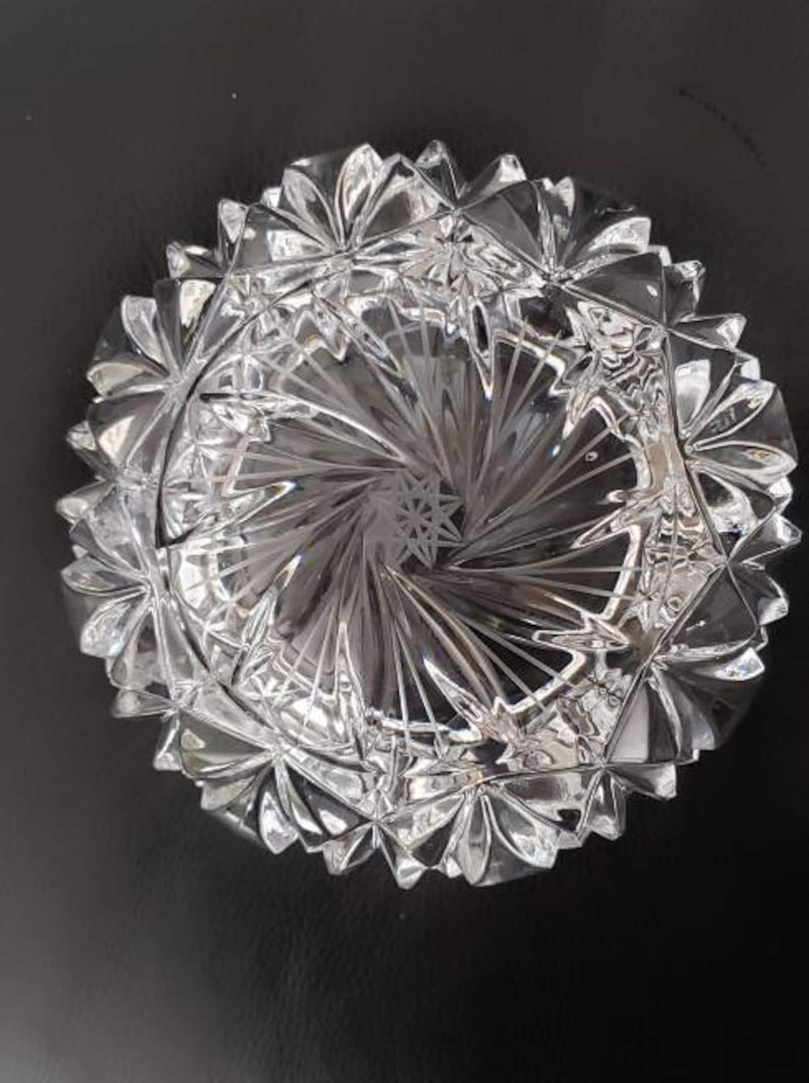 Heavy cut glass ashtray 3 pound pinwheel crystal ashtray Etsy