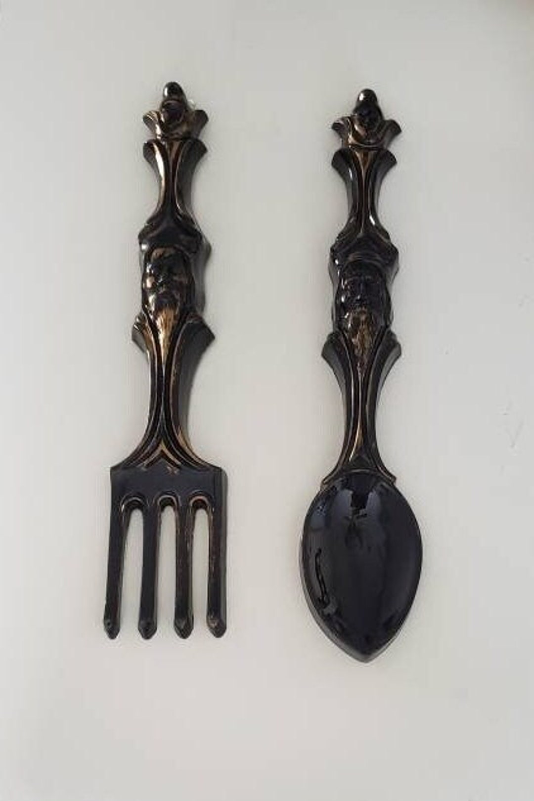Vintage Acrylic Resin Fork and Spoon Wall Décor , Viking Old Man Face