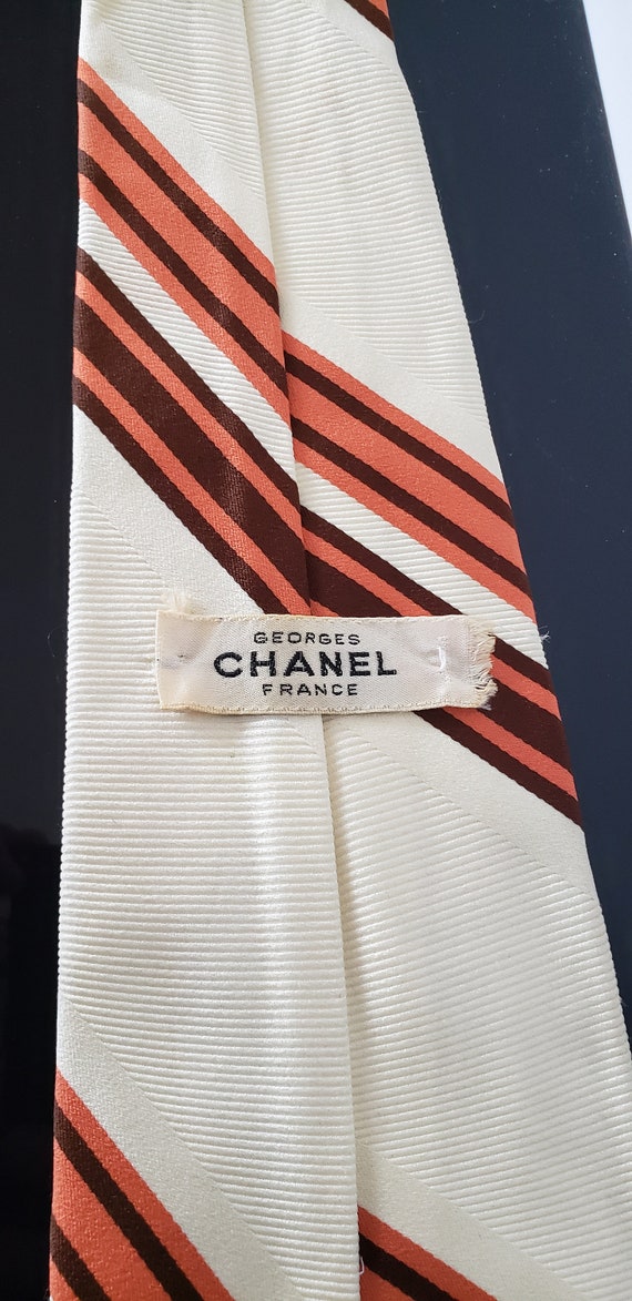 Georges CHANEL France tie, Vintage necktie, cream… - image 5