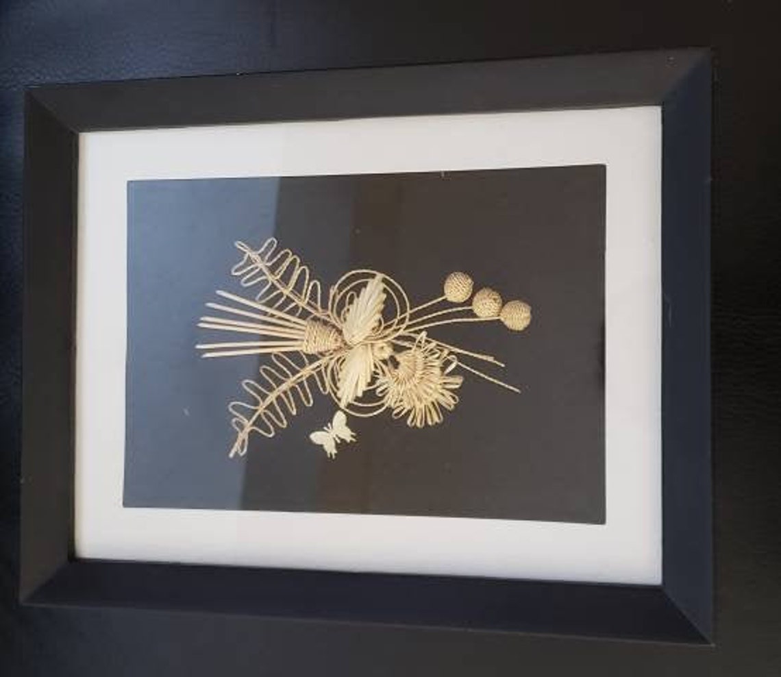 Swiss Straw Art Wheat Weaving Hand made Framed Wheat Straw Etsy