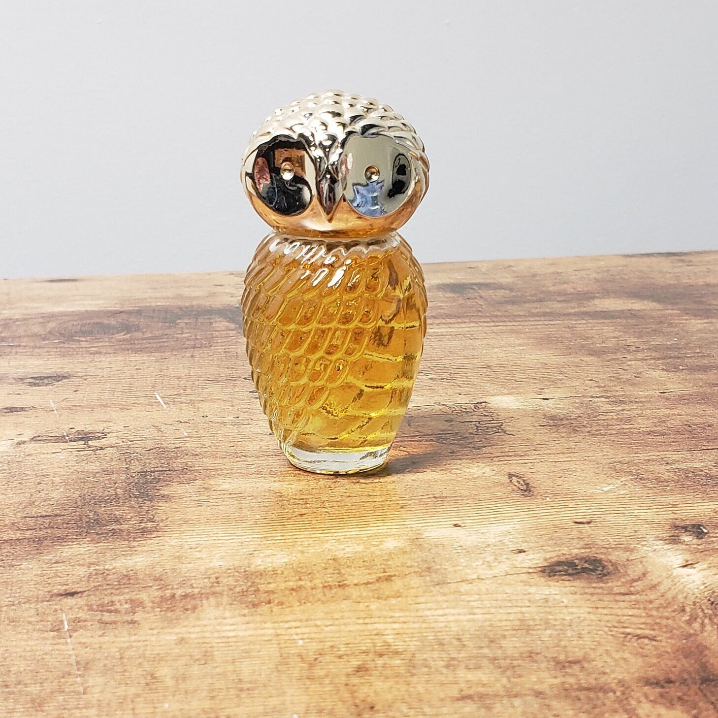 Avon Baby Owl Perfume Bottle, Glass With Gold Owl Cologne Bottle