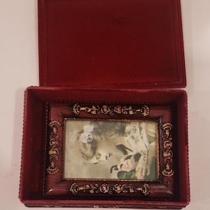 Vintage Burgundy Cherry Ornate Miniature Picture Frame with antique style Box, Plastic Frames, Ornate Baroque, Hand Finished, set of 4, 2X3&quot;