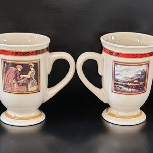 Walkers Shortbread mugs, Bonnie  Prince Charlie , Flora MacDonald , Walker’s cups set, two, 2, Pair, Bonnie Scotland