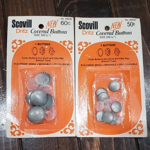 Boutons recouverts de Scovill Dritz, boutons recouverts de laiton antirouille vintage, deux paquets, deux paquets de boutons recouverts de laiton antirouille vintage image 2