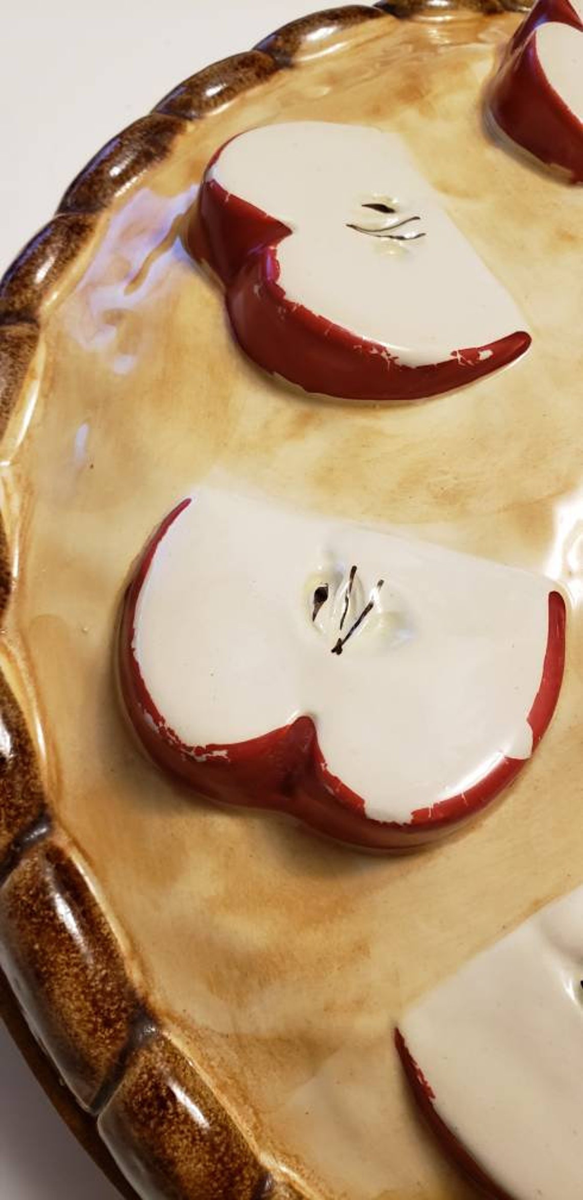 Vintage Ceramic Pie Keeper Apple Pie Dish With Lid Ceramic Etsy