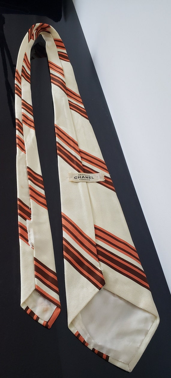 Georges CHANEL France tie, Vintage necktie, cream… - image 4