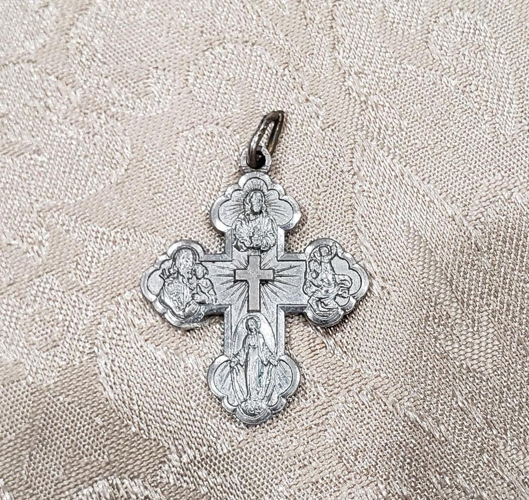 Vintage 4 Way Cross Pendant, Miraculous Medal Made in Italy, Italian ...