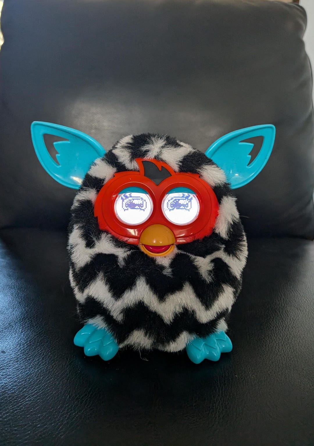 Furby Boom Black White Zebra Zig Zag Striped Electronic