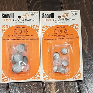 Boutons recouverts de Scovill Dritz, boutons recouverts de laiton antirouille vintage, deux paquets, deux paquets de boutons recouverts de laiton antirouille vintage image 1