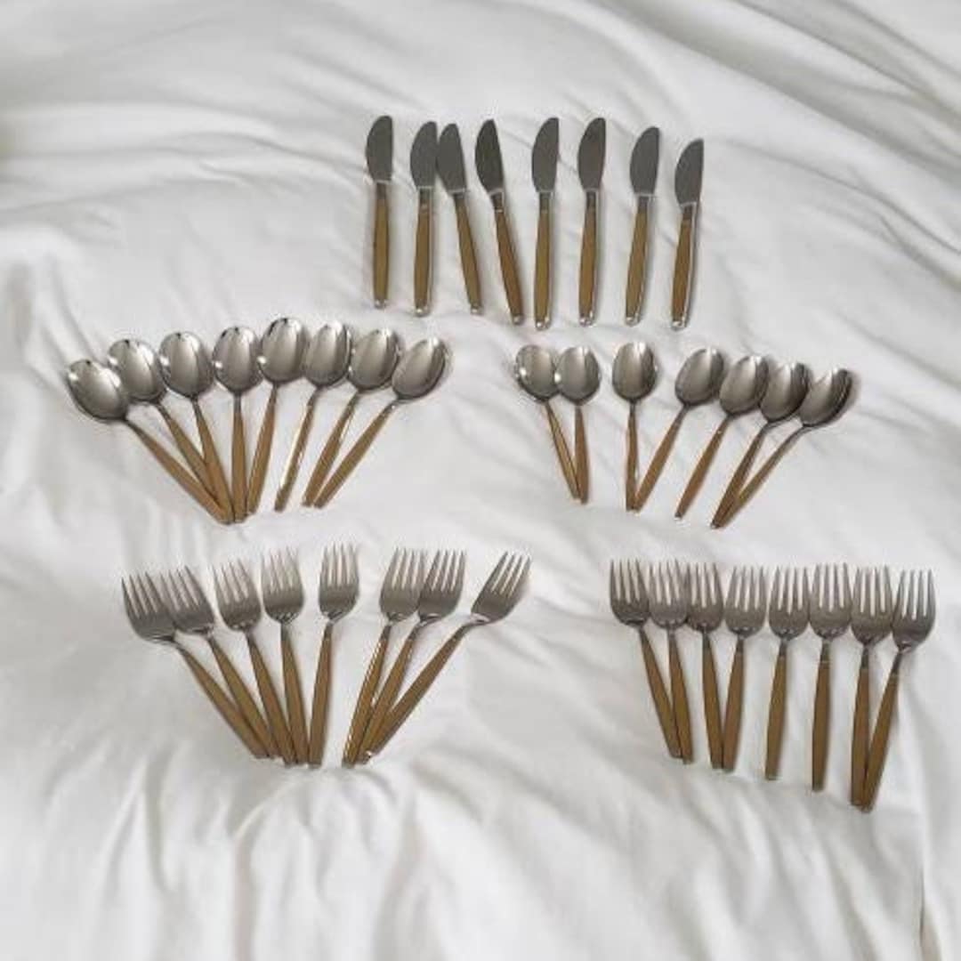 Noritake NS3G Stainless and Gold Textured Handle Flatware, 188