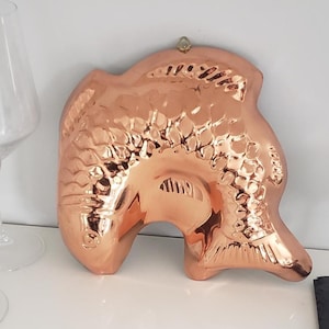 Vintage Kupfer Fisch Form Form, Kupfer Fisch Wandbehang, Kupfer Küchendekor, hängende Fliegender Fisch Jelly Mould, Kuchenform, Cottage Decor