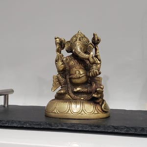 Messing Ganesha-beeldje, 5 inch (12,7 cm) Hindoeïstisch olifantengodbeeld