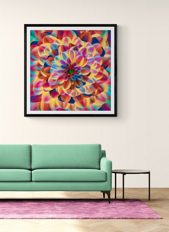 Rainbow Dahlia Fine Art Photographic Print Colourful Flower Etsy