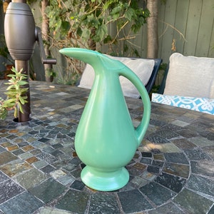 Vintage Padre Pottery Pitcher/Vase 299 Teal Satin Finish