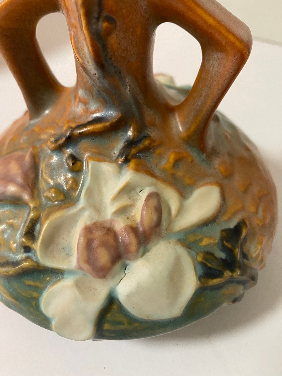 Vintage Roseville Magnolia Vase 1797 Etsy
