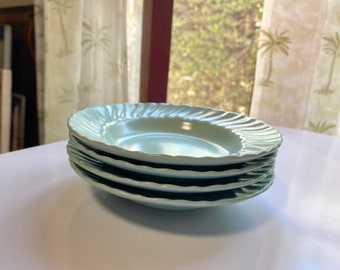 Vintage Shallow Dessert Bowls, Gladding McBean Franciscan Turquoise, Set of 4