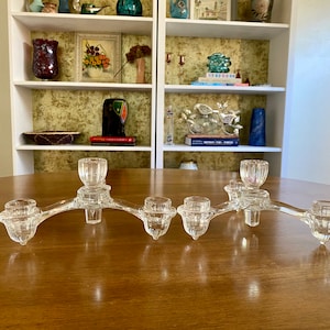 Vintage Cambridge Arm Stackable Glass Candlestick Holders, Set of 2, Cambridge Glass