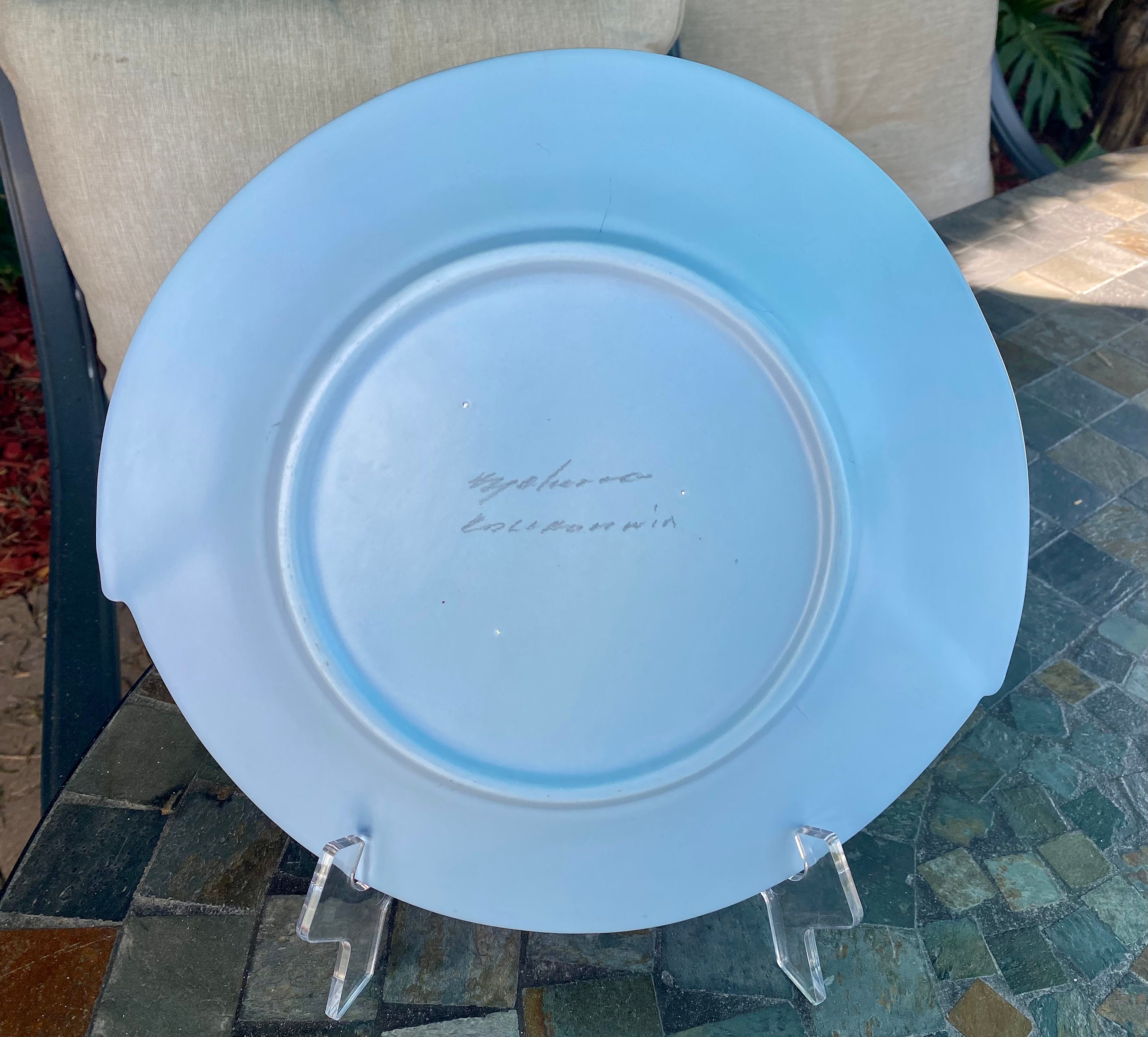 Vintage Cyclamen Blue Dinner Plate (3) by Julie Sanders