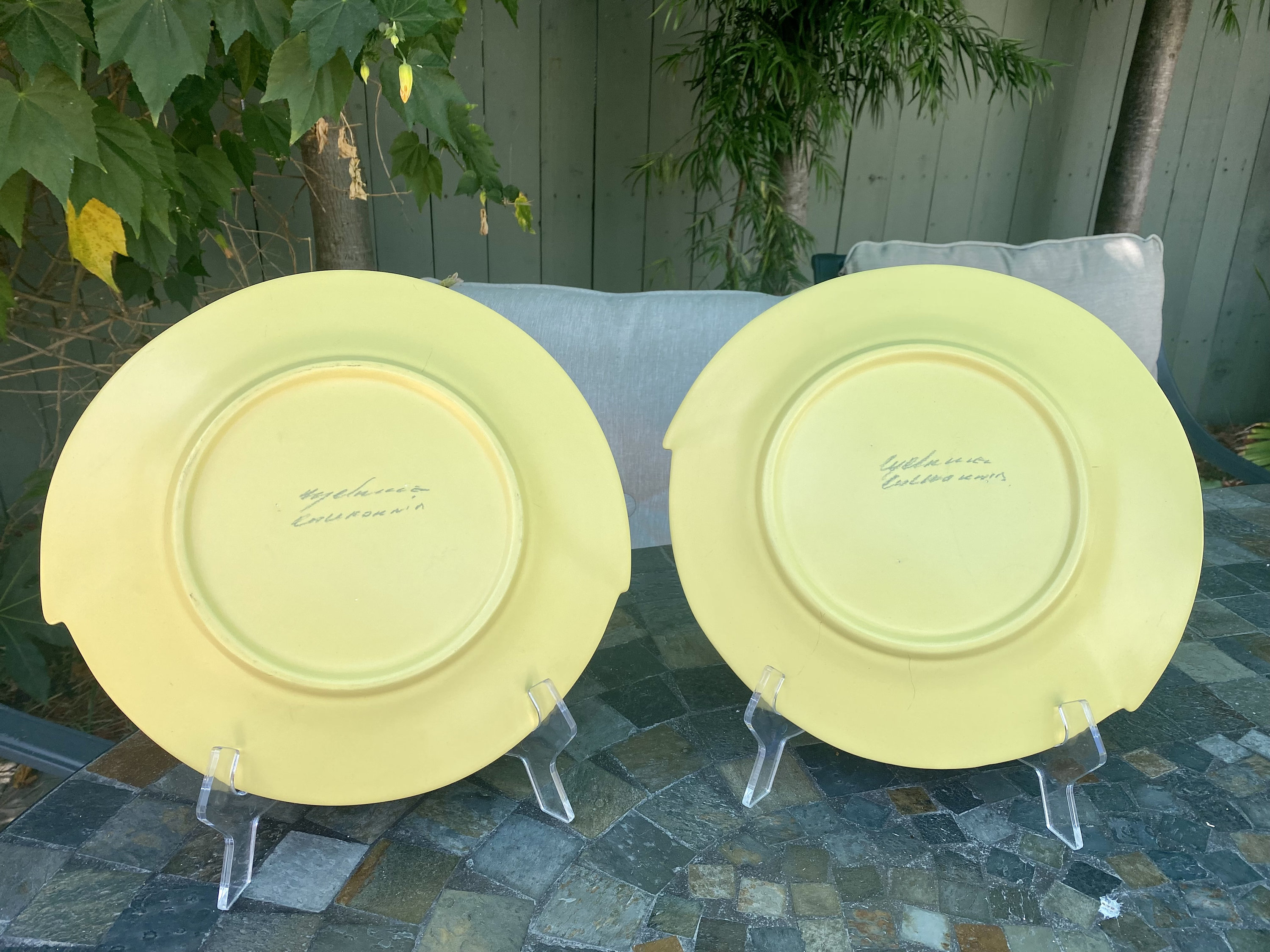 Vintage Cyclamen Yellow Dinner Plate Set by Julie Sanders