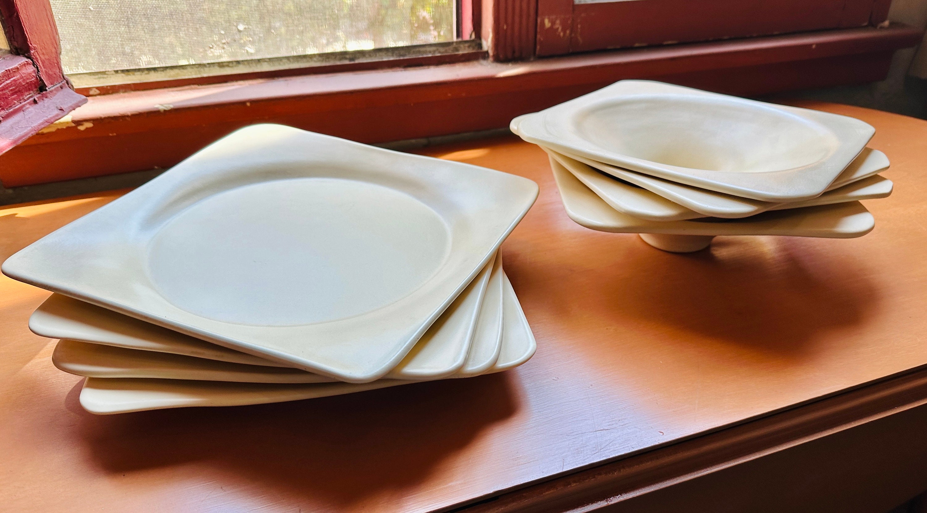 RARE Vintage Julie Sanders Cyclamen Pottery Set - Ivory Bowls