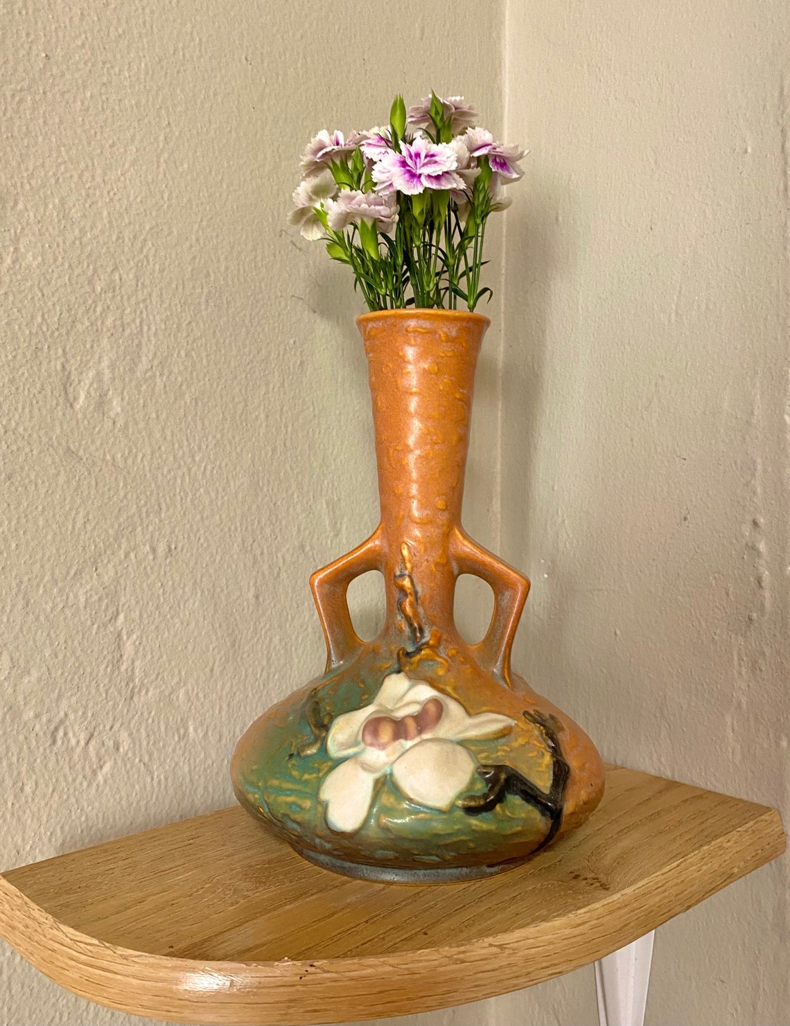 Vintage Roseville Magnolia Vase 1797 Etsy