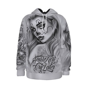 Smile Now Cry Later Hoodie: Chicano Streetwear Graphic Sweatshirt