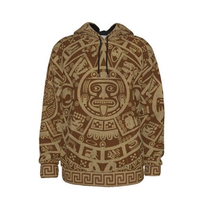 Aztec Calendar Hoodie: Mexican Tribal Fleece Pullover