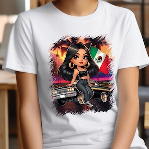 Women&#39;s Lowrider T-Shirt: Cholo Graphic Tee - Chicano Art