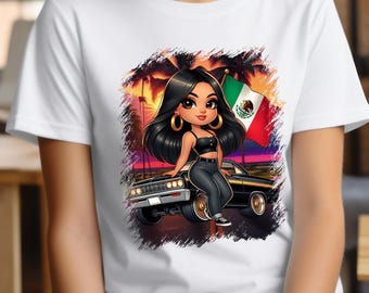 Women's Lowrider T-Shirt: Cholo Graphic Tee - Chicano Art
