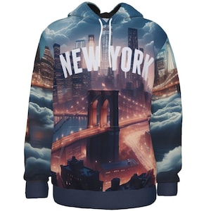 NYC Hoodie: Unisex New York City Sweatshirt with Brooklyn Bridge