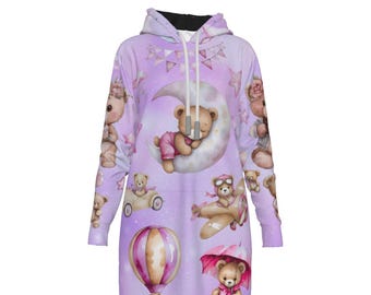 Bluza damska z kapturem „Miś Teddy”: wygodna bluza polarowa z kapturem