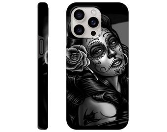 Zuckerschädel iPhone Hülle, Kreativer Tag der Toten Blumenkunstwerk, Robuste Abdeckung für iPhone, Samsung, iPhone 16 Fall, Mexiko Themen Handyhülle