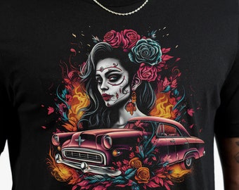 La Catrina T-Shirt: Lowrider Art, Chicano Culture Graphic Tee